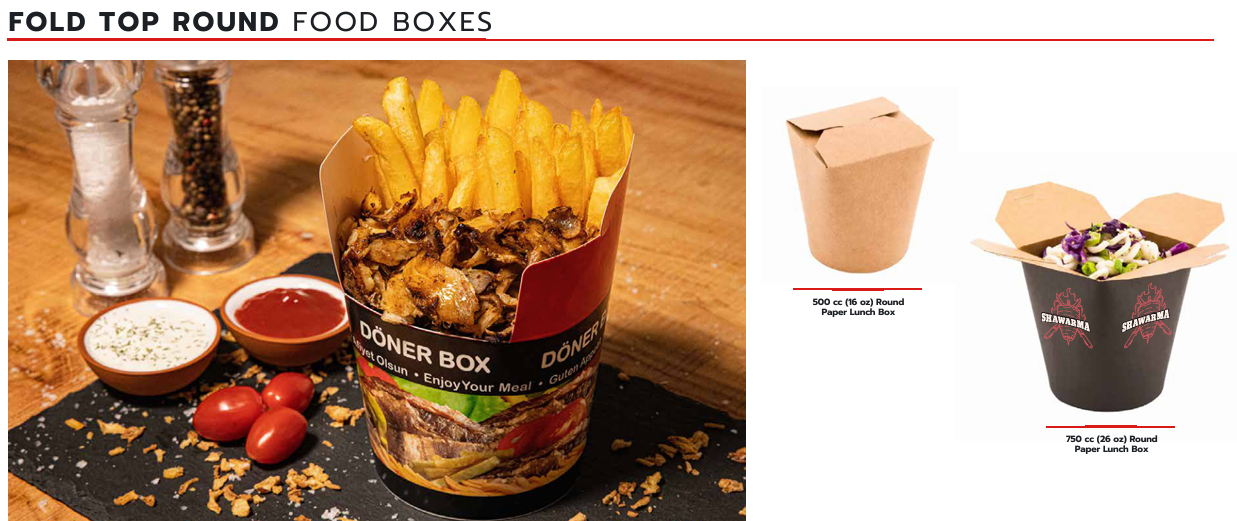 fold top round food boxes